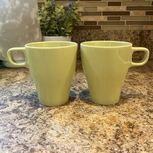 IKEA Coffee FARGRIK Mugs Stackable 8 Oz. Avocado Green Set of 2